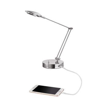 Alera Adjustable LED Task Lamp with USB Port, 11&quot;w x 6.25&quot;d x 26&quot;h, Brushed Nickel