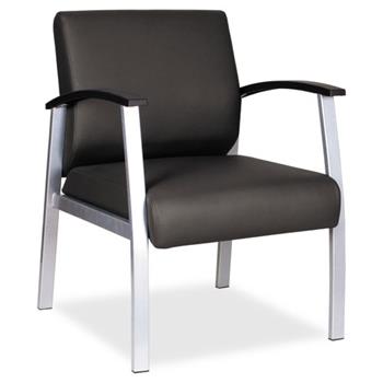 Alera metaLounge Series Mid-Back Guest Chair, 24.6&quot; x 26.96&quot; x 33.46&quot;, Black Seat/Back, Silver Base