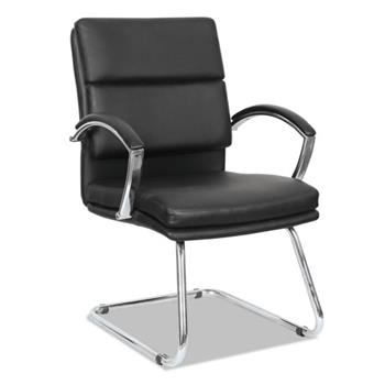 Alera Alera Neratoli Slim Profile Guest Chair, Faux Leather, 23.81&quot; x 27.16&quot; x 36.61&quot;, Black Seat/Back, Chrome Base