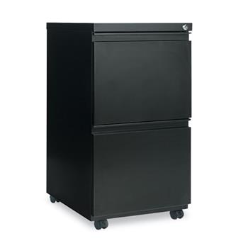 Alera Two-Drawer Metal Pedestal File With Full-Length Pull, 14-7/8w x 19-1/8d, Black