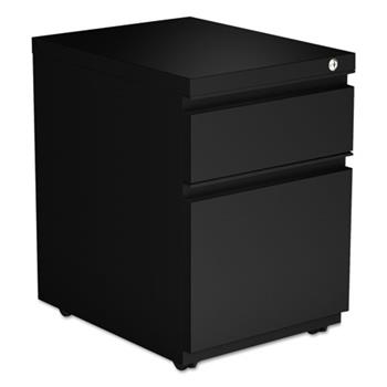 Alera File Pedestal with Full-Length Pull, Left or Right, 2-Drawers: Box/File, Legal/Letter, Black, 14.96&quot; x 19.29&quot; x 21.65&quot;