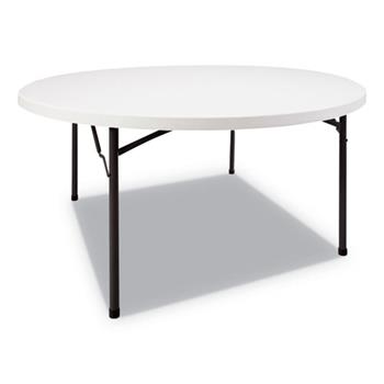 Alera Round Plastic Folding Table, 60 dia x 29.25h, White