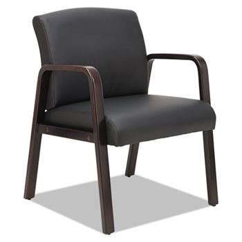Alera Reception Lounge WL Series Guest Chair, 24.21&quot; x 24.8&quot; x 32.67&quot;, Black Seat and Back, Espresso Base