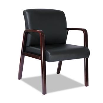 Alera Reception Lounge WL Series Guest Chair, 24.21&quot; x 24.8&quot; x 32.67&quot;, Black Seat/Back, Mahogany Base