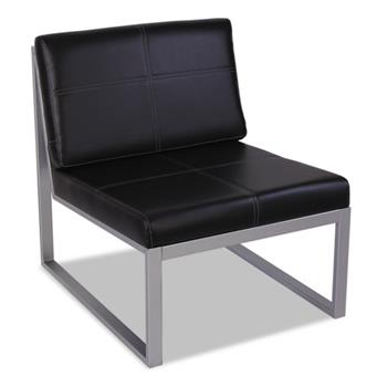 Alera Ispara Series Armless Chair, 26.57&quot; x 30.71&quot; x 31.1&quot;, Black Seat/Back, Silver Base