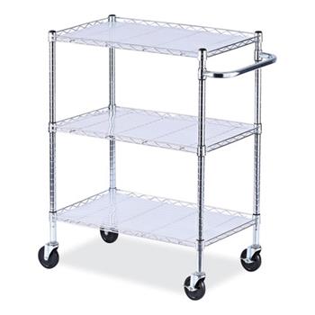 Alera 3-Shelf Wire Cart with Liners, 34.5w x 18d x 40h, Silver, 600-lb Capacity