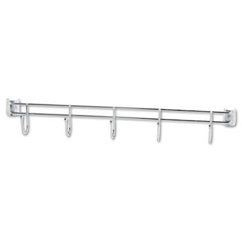 Alera Hook Bars For Wire Shelving, Five Hooks, 24&quot; Deep, Silver, 2 Bars/Pack