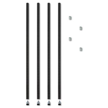 Alera Stackable Posts For Wire Shelving, 36 &quot;High, Black, 4/Pack