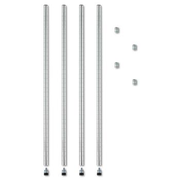 Alera Stackable Posts For Wire Shelving, 36&quot; High, Silver, 4/Pack