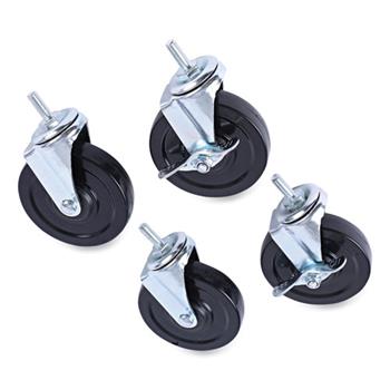Alera Optional Casters for Wire Shelving, 200 lbs/Caster, Gray/Black, 4/Set