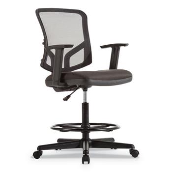 Alera Alera Everyday Task Stool, Fabric Seat, Mesh Back, Supports Up to 275 lb, 20.9&quot; to 29.6&quot; Seat Height, Black
