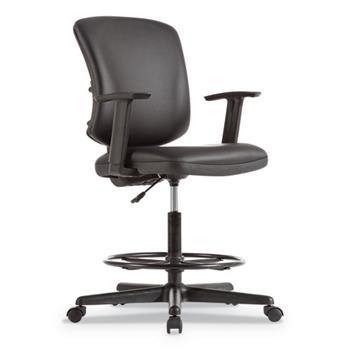 Alera Alera Everyday Task Stool, Bonded Leather Seat/Back, Supports Up to 275 lb, 20.9&quot; to 29.6&quot; Seat Height, Black