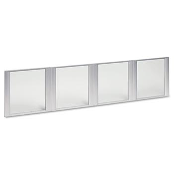 Alera Glass Door Set With Silver Frame For 72&quot; Wide Hutch, 17w x 16h, Clear, 4 Doors/Set