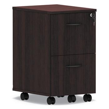 Alera Valencia Series Mobile Pedestal, Left or Right, 2 Legal/Letter-Size File Drawers, Mahogany, 15.38&quot; x 20&quot; x 26.63&quot;