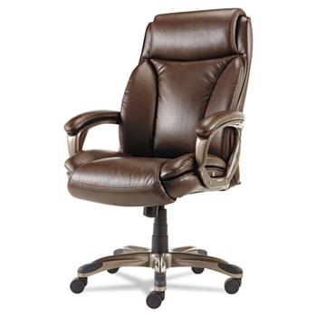 Alera Alera Veon Series Executive High-Back Bonded Leather Chair, Supports Up to 275 lb, Brown Seat/Back, Bronze Base