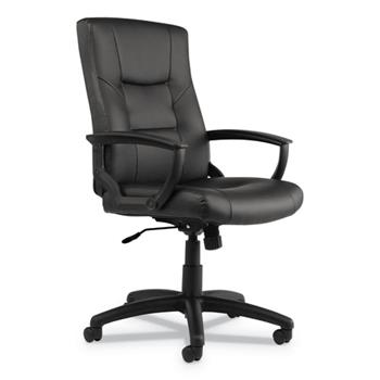 Alera Alera YR Series Executive High-Back Swivel/Tilt Bonded Leather Chair, Supports 275 lb, 17.71&quot; to 21.65&quot; Seat Height, Black