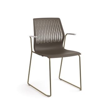 Allsteel Lyric Multi-Purpose Chair, Polymer Back, Fixed Arms, Fixed Arms, Titanium/Dark Gray
