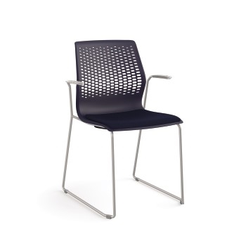 Allsteel Lyric Multi-Purpose Chair, Polymer Shell, Fixed Arms, Regatta/Navy