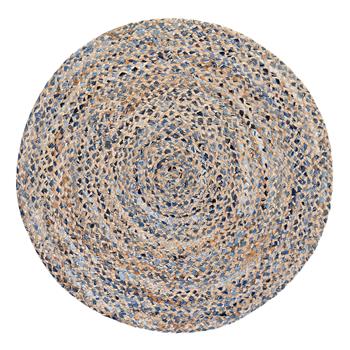 Anji Mountain 4&#39; Round Kerala Denim &amp; Jute Rug