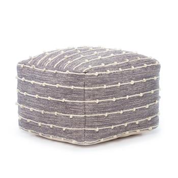 Anji Mountain Georgette, 22&quot; x 22&quot; x 16&quot;, Gray &amp; Ivory Pouf
