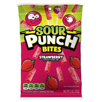 American Licorice Sour Punch Bites, Strawberry Flavored, 5 oz, 12 Bags/Case