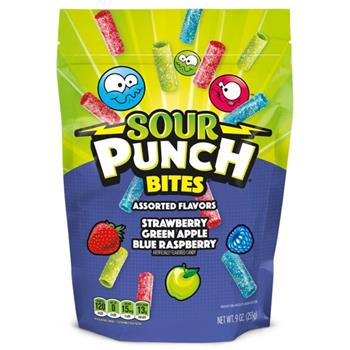 American Licorice Sour Punch Bites, Assorted Flavors, 9 oz, 12 Stand Up Bags/Case