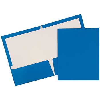 JAM Paper Glossy Two-Pocket Presentation Folder, Royal Blue, 100/PK