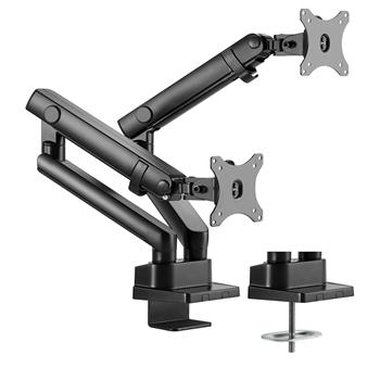 Amer Mounts Dual Monitor Mounting Arms, Curved Screen Display, 32 in, Black