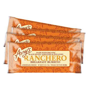 Amy&#39;s Ranchero Breakfast Burrito w/ Cheddar Cheese, 6 oz, 4/PK