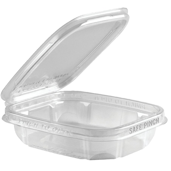 Anchor Packaging Safe Pinch&#174; Tamper-Evident Shallow Hinged Container, 6&quot;x 5&quot;, 8 oz, Clear, 200/CS