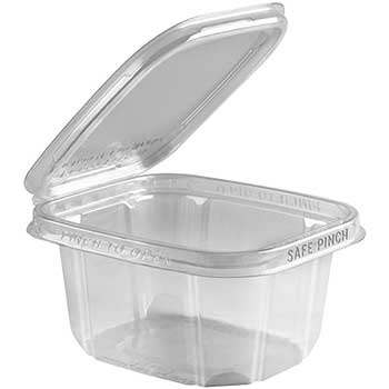 Anchor Packaging Safe Pinch&#174; Tamper-Evident Deep Hinged Container, 6&quot;x 5&quot;, 16 oz, Clear, 200/CS