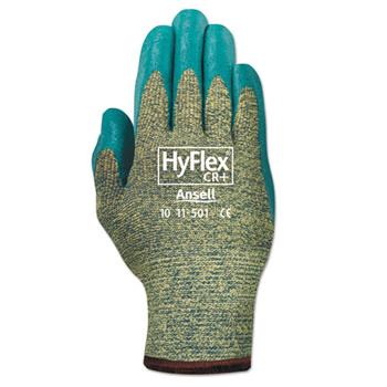 AnsellPro HyFlex Medium-Duty Assembly Gloves, Gray/Green, Size 10, 12 Pairs