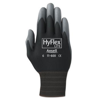 AnsellPro HyFlex Lite Gloves, Black/Gray, Size 10, 12 Pairs