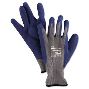 AnsellPro PowerFlex Gloves, Blue/Gray, Size 10, 12 Pairs