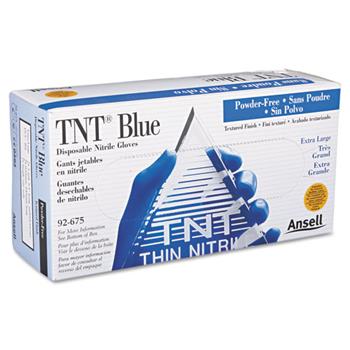 AnsellPro TNT Disposable Nitrile Gloves, Non-powdered, Blue, X-Large, 100/Box