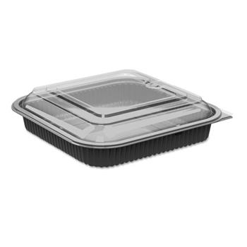 Anchor Packaging Culinary Squares 2-Piece Microwavable Container, 36oz, Clear/Black, 2.25&quot;,150/CT