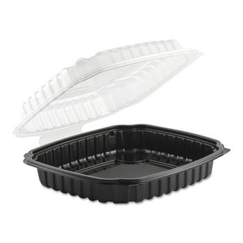 Anchor Packaging Culinary Basics Microwavable Container, 36 oz, Clear/Black, 100/Carton