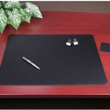 Artistic Leather Desk Pad w/Coaster, 20 x 36, Black