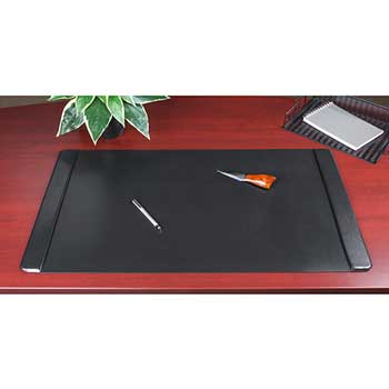 Artistic Executive Desk Pad with Leather-Like Side Panels, 24 x 19, Black