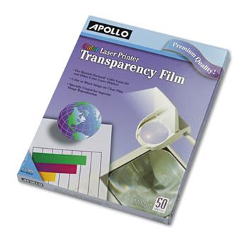 Apollo Color Laser-Device Transparency Film, Letter, Clear, 50/Box