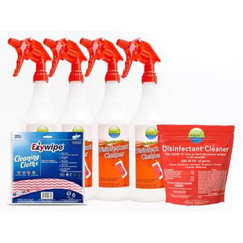 Aqua ChemPacs Disinfectant Cleaner With 4 Trigger Spray Bottles And 4 Microfiber Towels, 40 Count