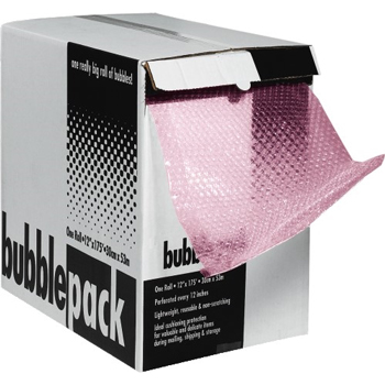 W.B. Mason Co. Anti-Static Bubble Dispenser Packs, 3/16 in, 12 in x 175 ft, Perforated, Pink