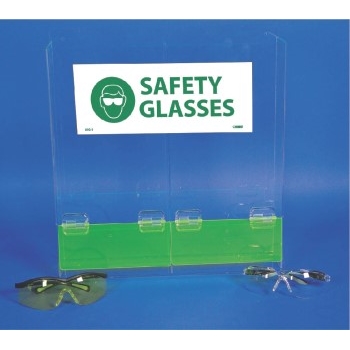NMC Saftey Glasses Acrylic Dispenser, Double Compartment, Clear, 16&#39;&#39; H x 15.75&#39;&#39; W x 4&#39;&#39; D