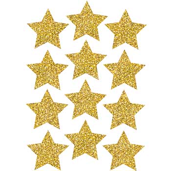 Ashley Die-Cut Magnets, 3&quot; Gold Sparkle Stars, 12/PK