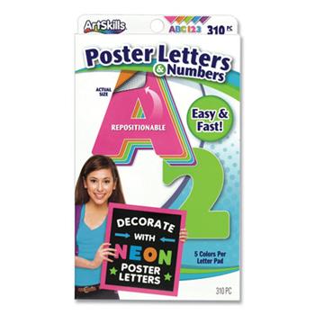 ArtSkills Neon Color Poster Letters and Numbers, 310/PK