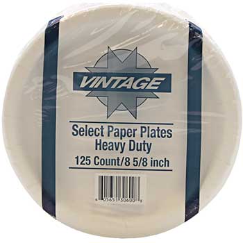 Chef&#39;s Supply 9&quot; Coated, Smooth Vintage Wall Paper Plate, Heavy Duty, 500/CS