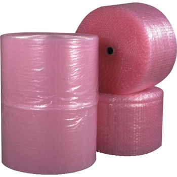 W.B. Mason Co. Bubble Wrap, 3/16 in, 12 in x 500 ft, Perforacted, Anti-Static, Pink, 4 Rolls/Bundle