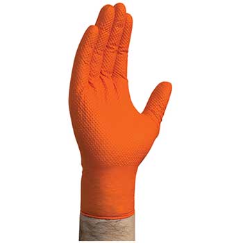 Auto Supplies Nitrile Gloves, Large, Powder Free, Orange, 100/BX
