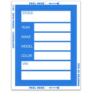 Versa-Tags Kleer-Bak Stock Stickers, Blue, 100/PK