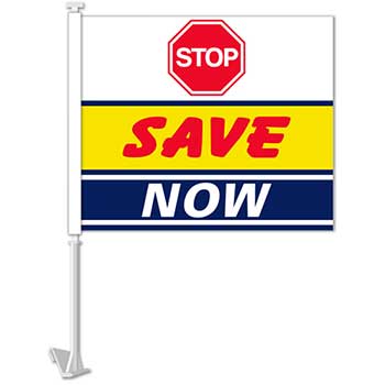 Auto Supplies Standard Clip-On Flag, Stop Save Now